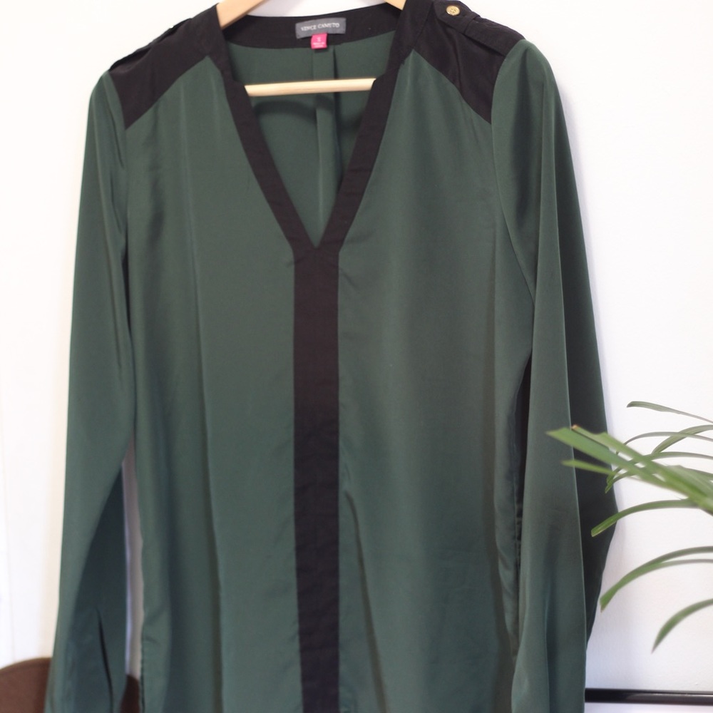 vince camuto blouse with military buttons
